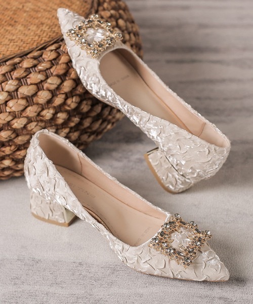 Burner（バーナー）の「【OKUOKU　0909】フラワービジュー ポインテッドトゥパンプス oku-shoes-682999725140-59 U（パンプス・レディース・ベージュ/ブラック/グレー・36/37/38/35/40/39）」の9枚目の写真