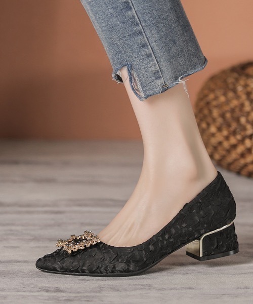 Burner（バーナー）の「【OKUOKU　0909】フラワービジュー ポインテッドトゥパンプス oku-shoes-682999725140-59 U（パンプス・レディース・ベージュ/ブラック/グレー・36/37/38/35/40/39）」の11枚目の写真