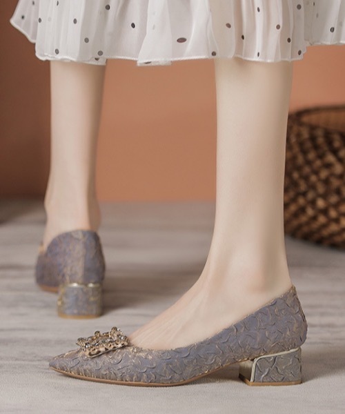 Burner（バーナー）の「【OKUOKU　0909】フラワービジュー ポインテッドトゥパンプス oku-shoes-682999725140-59 U（パンプス・レディース・ベージュ/ブラック/グレー・36/37/38/35/40/39）」の16枚目の写真