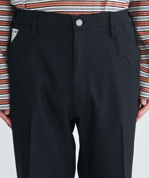 FACCIES(ファチーズ)の「【FACCIES / ファッチーズ】Wt Mix Dry Twill Flare Pt(スラックス・メンズ・グリーン/ブラック・SMALL/MEDIUM)」の3枚目の写真