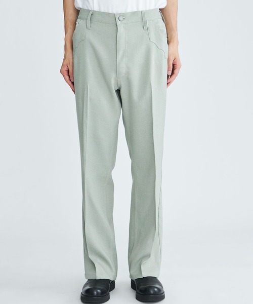 FACCIES(ファチーズ)の「【FACCIES / ファッチーズ】Wt Mix Dry Twill Flare Pt(スラックス・メンズ・グリーン/ブラック・SMALL/MEDIUM)」の14枚目の写真