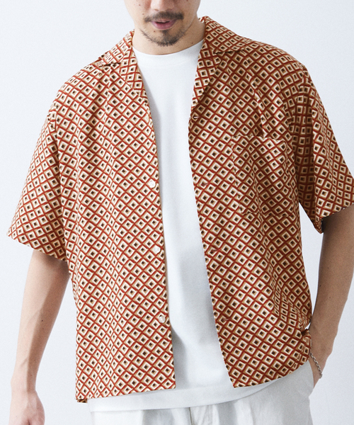 417 EDIFICE(フォーワンセブンエディフィス)の「スクエアパターンシャツ ”セットアップ着用可能”(シャツ/ブラウス・メンズ・ネイビー/レッド・MEDIUM/LARGE)」の9枚目の写真