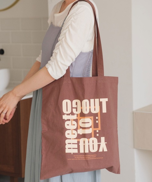 Kastane(カスタネ)の「【A4対応/PC対応】ロゴエコBAG(エコバッグ/サブバッグ・レディース・ホワイト/ブラウン/ピンク/オレンジ/ブルー/ミント・FREE)」の2枚目の写真