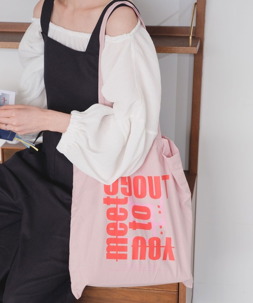 Kastane(カスタネ)の「【A4対応/PC対応】ロゴエコBAG(エコバッグ/サブバッグ・レディース・ホワイト/ブラウン/ピンク/オレンジ/ブルー/ミント・FREE)」の5枚目の写真