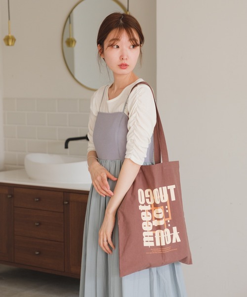 Kastane(カスタネ)の「【A4対応/PC対応】ロゴエコBAG(エコバッグ/サブバッグ・レディース・ホワイト/ブラウン/ピンク/オレンジ/ブルー/ミント・FREE)」の14枚目の写真