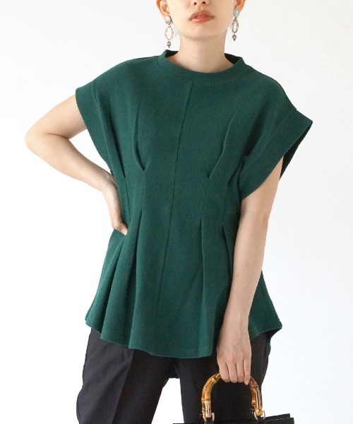 MIMIMEMETE（ミミメメット）の「サーマル フレンチスリーブプルオーバー（Tシャツ/カットソー・レディース・ベージュ/グリーン/ブラック/アイボリー・M）」の4枚目の写真