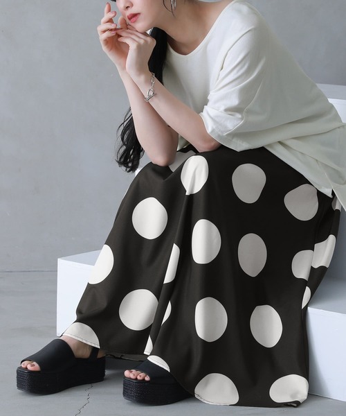 オシャレウォーカーレトロドットスカート｜レディース 