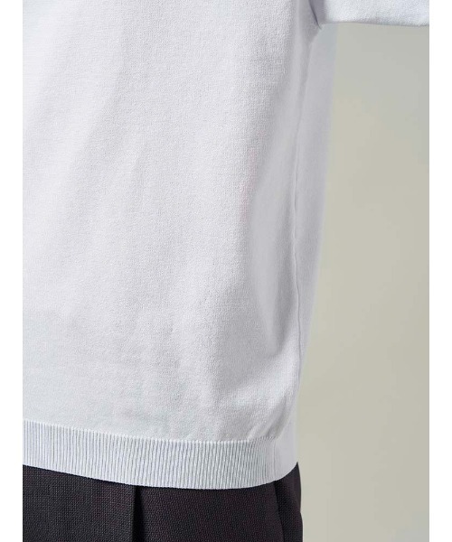 Perfect Suit FActory(パーフェクトスーツファクトリー)の「TRANS CONTINENTS リネンライク ニットTシャツ ホワイト/ブルー/ネイビー/パープル(Tシャツ/カットソー・メンズ・ホワイト/パープル/ネイビー/ブルー・M/L/S/LL)」の10枚目の写真