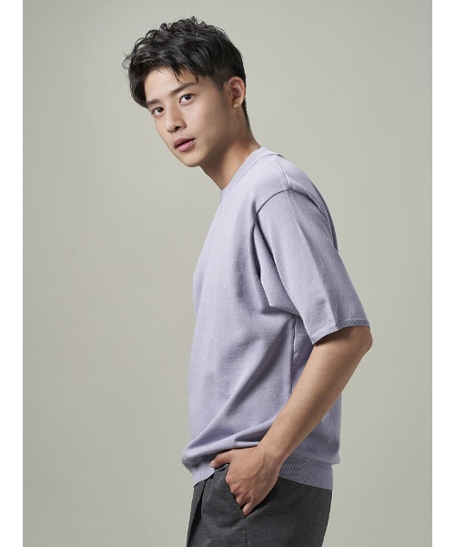 Perfect Suit FActory(パーフェクトスーツファクトリー)の「TRANS CONTINENTS リネンライク ニットTシャツ ホワイト/ブルー/ネイビー/パープル(Tシャツ/カットソー・メンズ・ホワイト/パープル/ネイビー/ブルー・M/L/S/LL)」の16枚目の写真