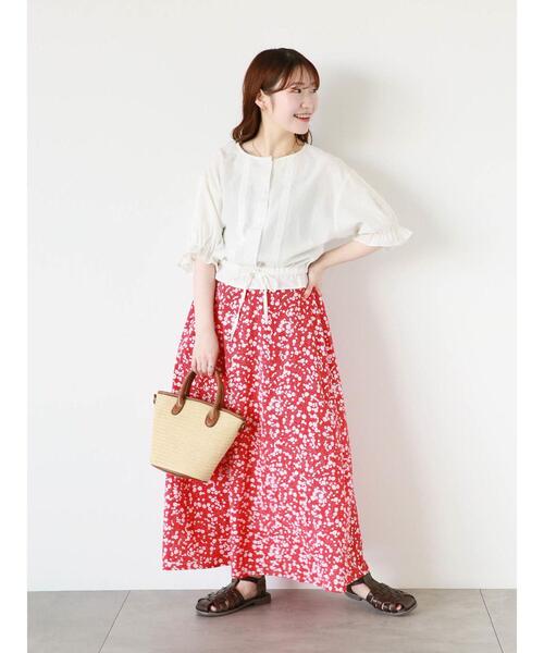 ehka sopo(エヘカソポ)の「小花柄フレアスカート(スカート・レディース・グリーン/レッド/ブラック・F)」の10枚目の写真