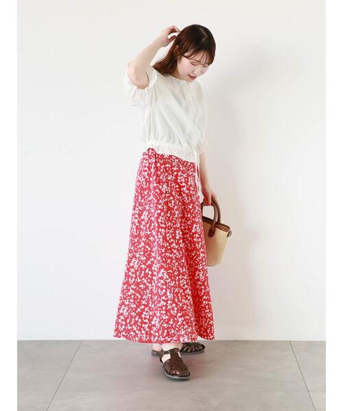 ehka sopo(エヘカソポ)の「小花柄フレアスカート(スカート・レディース・グリーン/レッド/ブラック・F)」の9枚目の写真