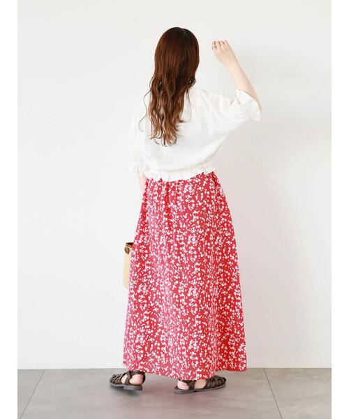 ehka sopo(エヘカソポ)の「小花柄フレアスカート(スカート・レディース・グリーン/レッド/ブラック・F)」の7枚目の写真