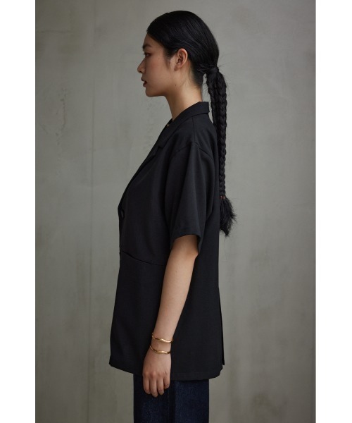 AZUL by moussy(アズールバイマウジー)の「リネンライク半袖シャツジャケット(テーラードジャケット・レディース・ダークグリーン/ブラック/アイボリー・FREE)」の17枚目の写真