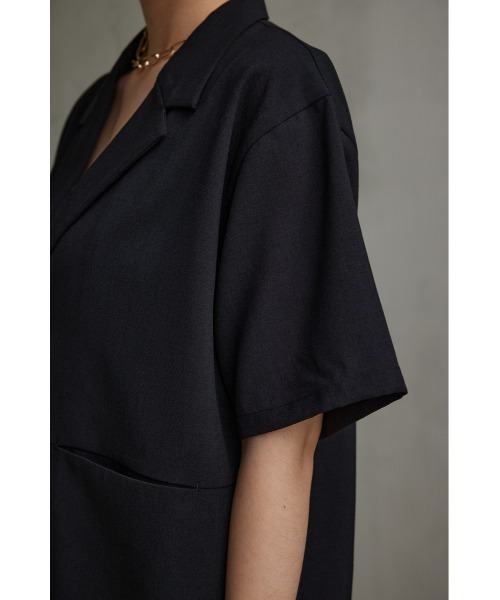 AZUL by moussy(アズールバイマウジー)の「リネンライク半袖シャツジャケット(テーラードジャケット・レディース・ダークグリーン/ブラック/アイボリー・FREE)」の20枚目の写真