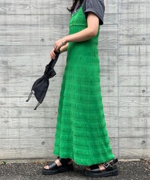 mi via loca | シャーリングボーダーキャミワンピース(ワンピース)