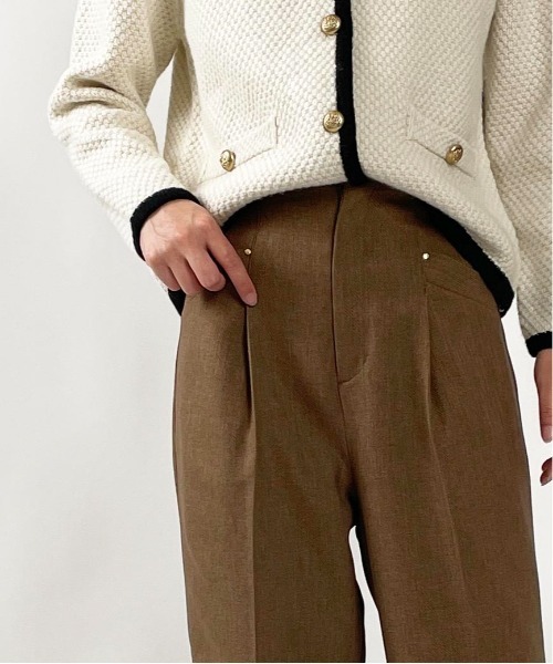 PICCIN(ピッチン)の「【セットアップ可能】ハイウエストセンタープレスパンツ(その他パンツ・レディース・アイボリー/ブラウン/ネイビー・M/S)」の2枚目の写真