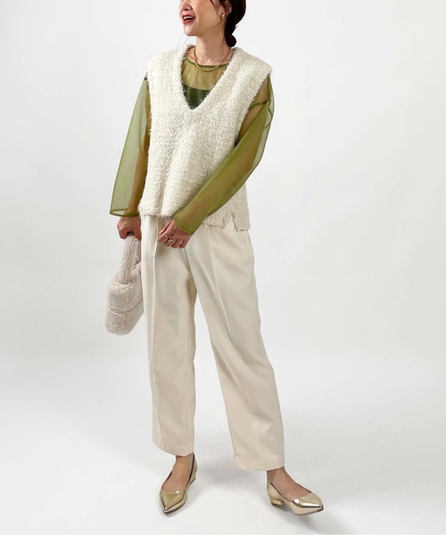 PICCIN(ピッチン)の「【セットアップ可能】ハイウエストセンタープレスパンツ(その他パンツ・レディース・アイボリー/ブラウン/ネイビー・M/S)」の13枚目の写真