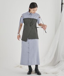 PUBLIC TOKYO | 【2023AW】ブロッキングシャツワンピース(ワンピース)