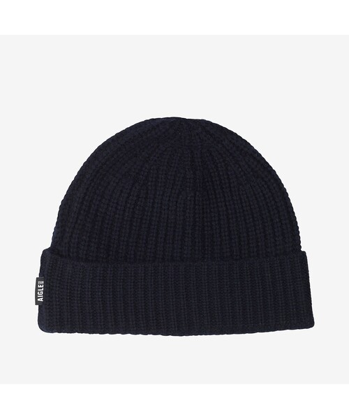 AIGLE（エーグル）の「ロゴビーニー（ニットキャップ/ビーニー・レディース・ネイビー/ホワイト×ブラック・FREE）」の2枚目の写真