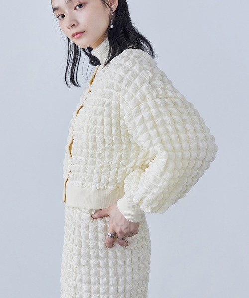 Fashion Letter（ファッションレター）の「ぽこぽこポップコーン ショートカーディガン（カーディガン/ボレロ・レディース・ベージュ/ブルー/オフホワイト/ブラック・M）」の13枚目の写真