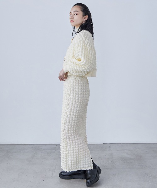 Fashion Letter（ファッションレター）の「ぽこぽこポップコーン ショートカーディガン（カーディガン/ボレロ・レディース・ベージュ/ブルー/オフホワイト/ブラック・M）」の14枚目の写真