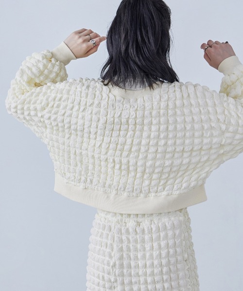 Fashion Letter（ファッションレター）の「ぽこぽこポップコーン ショートカーディガン（カーディガン/ボレロ・レディース・ベージュ/ブルー/オフホワイト/ブラック・M）」の16枚目の写真