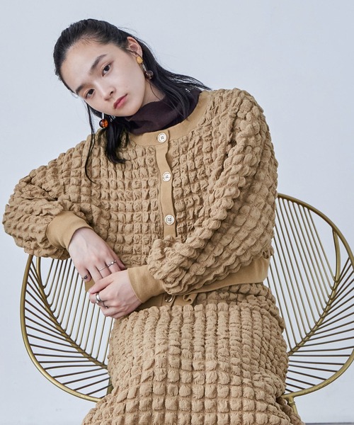 Fashion Letter（ファッションレター）の「ぽこぽこポップコーン ショートカーディガン（カーディガン/ボレロ・レディース・ベージュ/ブルー/オフホワイト/ブラック・M）」の18枚目の写真