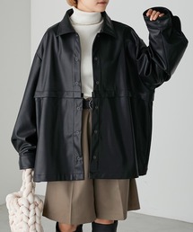 【forksy.】フェイクレザー2wayシャツジャケット