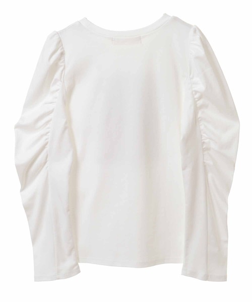 31 Sons de mode（トランテアン　ソン　ドゥ　モード）の「ギャザースリーブプリントＴシャツ（Tシャツ/カットソー・レディース・オフホワイト/チャコールグレー・36）」の7枚目の写真