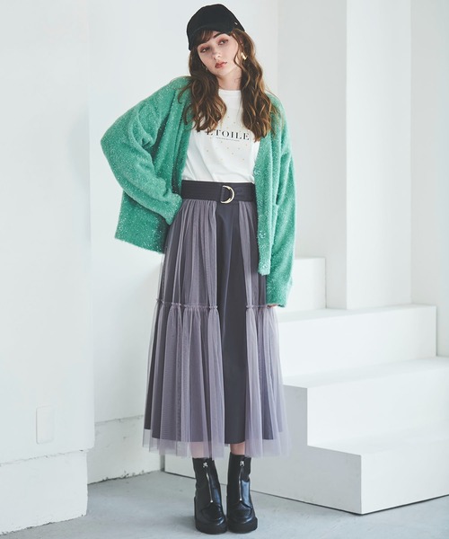 31 Sons de mode（トランテアン　ソン　ドゥ　モード）の「ギャザースリーブプリントＴシャツ（Tシャツ/カットソー・レディース・オフホワイト/チャコールグレー・36）」の8枚目の写真