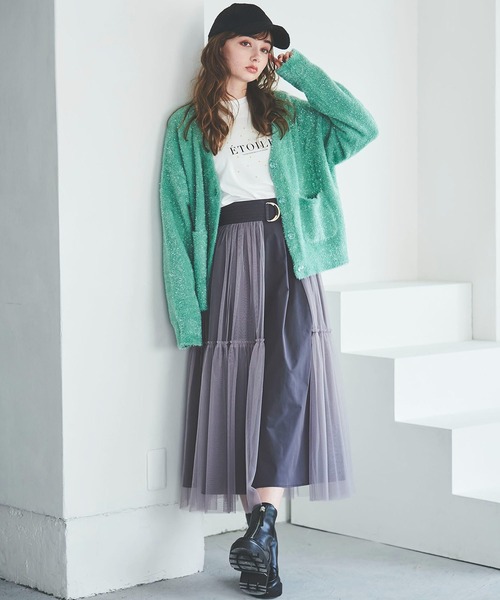 31 Sons de mode（トランテアン　ソン　ドゥ　モード）の「ギャザースリーブプリントＴシャツ（Tシャツ/カットソー・レディース・オフホワイト/チャコールグレー・36）」の10枚目の写真