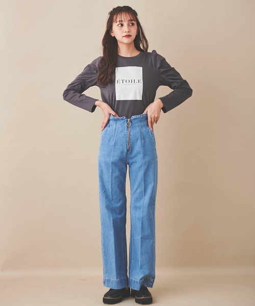 31 Sons de mode（トランテアン　ソン　ドゥ　モード）の「ギャザースリーブプリントＴシャツ（Tシャツ/カットソー・レディース・オフホワイト/チャコールグレー・36）」の14枚目の写真