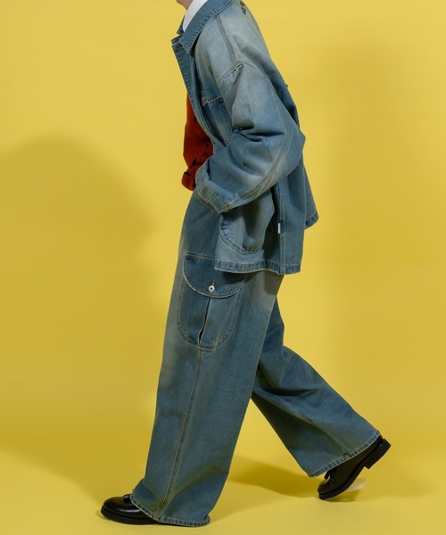 セール】ヴィンテージライクデニムカバーオール（デニムジャケット