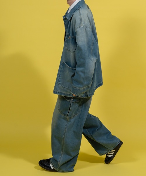 新品未使用【lapeaudegem】デニムカバーオール ラポドゥジェム/デニムカバーオール LA PEAU DE GEM