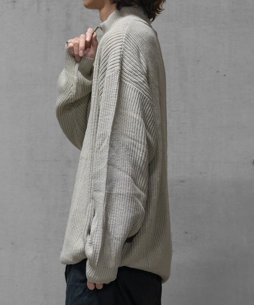 Red Cap Girl（レッドキャプガール）の「【a-r】〔Red Cap Girl/レッドキャップガール〕リブ編み ワッペン付き ハーフジップニット（ニット/セーター・メンズ・グレイッシュベージュ/ネイビー/ブラック・X-LARGE/MEDIUM/LARGE）」の10枚目の写真