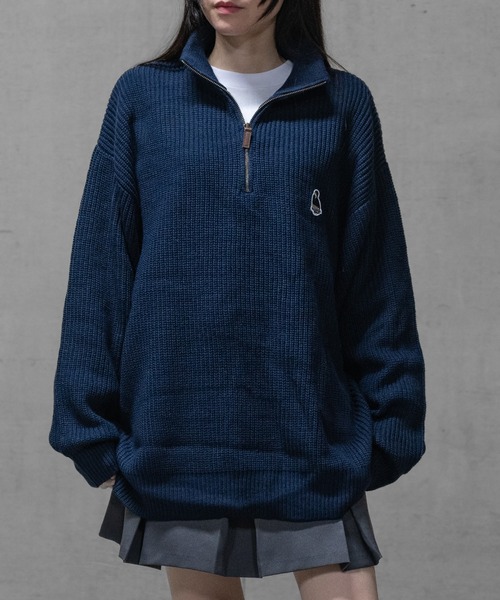 Red Cap Girl（レッドキャプガール）の「【a-r】〔Red Cap Girl/レッドキャップガール〕リブ編み ワッペン付き ハーフジップニット（ニット/セーター・メンズ・グレイッシュベージュ/ネイビー/ブラック・X-LARGE/MEDIUM/LARGE）」の14枚目の写真