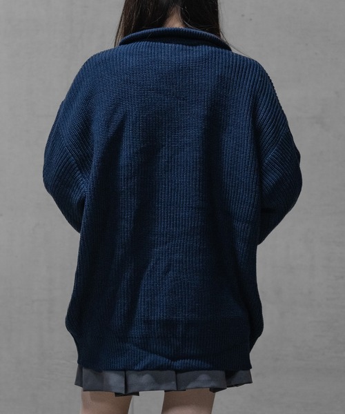 Red Cap Girl（レッドキャプガール）の「【a-r】〔Red Cap Girl/レッドキャップガール〕リブ編み ワッペン付き ハーフジップニット（ニット/セーター・メンズ・グレイッシュベージュ/ネイビー/ブラック・X-LARGE/MEDIUM/LARGE）」の16枚目の写真