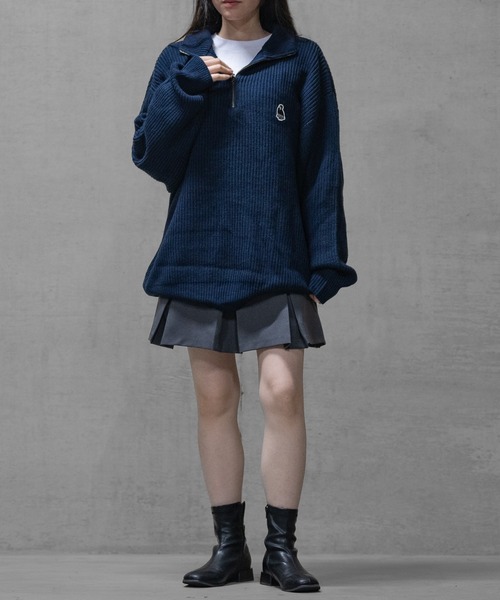 Red Cap Girl（レッドキャプガール）の「【a-r】〔Red Cap Girl/レッドキャップガール〕リブ編み ワッペン付き ハーフジップニット（ニット/セーター・メンズ・グレイッシュベージュ/ネイビー/ブラック・X-LARGE/MEDIUM/LARGE）」の18枚目の写真