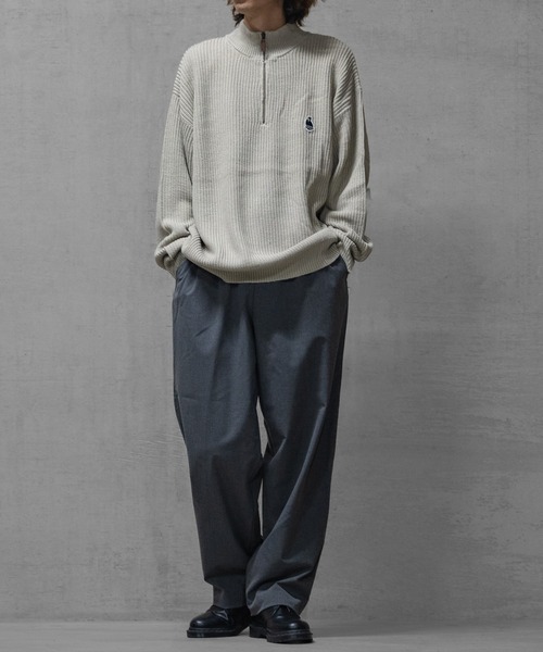 Red Cap Girl（レッドキャプガール）の「【a-r】〔Red Cap Girl/レッドキャップガール〕リブ編み ワッペン付き ハーフジップニット（ニット/セーター・メンズ・グレイッシュベージュ/ネイビー/ブラック・X-LARGE/MEDIUM/LARGE）」の12枚目の写真