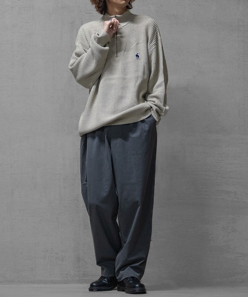 Red Cap Girl（レッドキャプガール）の「【a-r】〔Red Cap Girl/レッドキャップガール〕リブ編み ワッペン付き ハーフジップニット（ニット/セーター・メンズ・グレイッシュベージュ/ネイビー/ブラック・X-LARGE/MEDIUM/LARGE）」の13枚目の写真