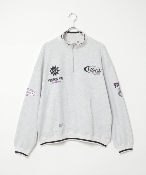 VISION STREET WEAR(ヴィジョンストリートウェア)の「VISION STREET WEAR ビジョンストリートウェア リブラインハーフジップ(スウェット・メンズ・ライトグレー/ブラック・M/L)」の16枚目の写真