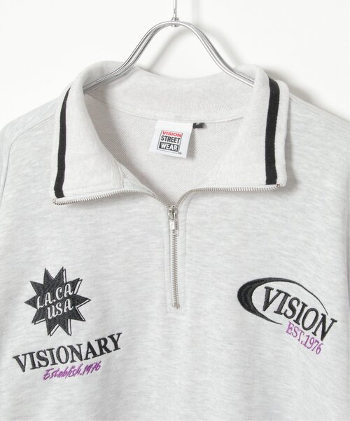 VISION STREET WEAR(ヴィジョンストリートウェア)の「VISION STREET WEAR ビジョンストリートウェア リブラインハーフジップ(スウェット・メンズ・ライトグレー/ブラック・M/L)」の22枚目の写真