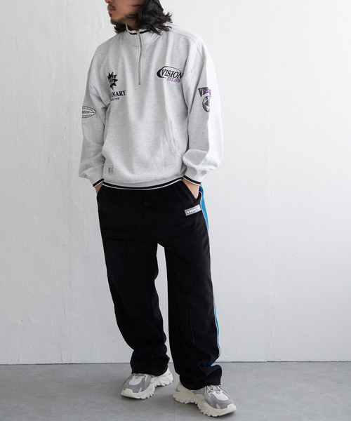 VISION STREET WEAR(ヴィジョンストリートウェア)の「VISION STREET WEAR ビジョンストリートウェア リブラインハーフジップ(スウェット・メンズ・ライトグレー/ブラック・M/L)」の8枚目の写真