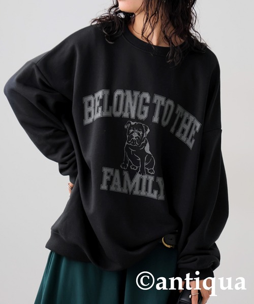 antiqua(アンティカ)の「ブルドッグ裏毛トップス(スウェット・レディース・ブルー/ブラック/グリーン系その他/杢グレー・FREE)」の2枚目の写真