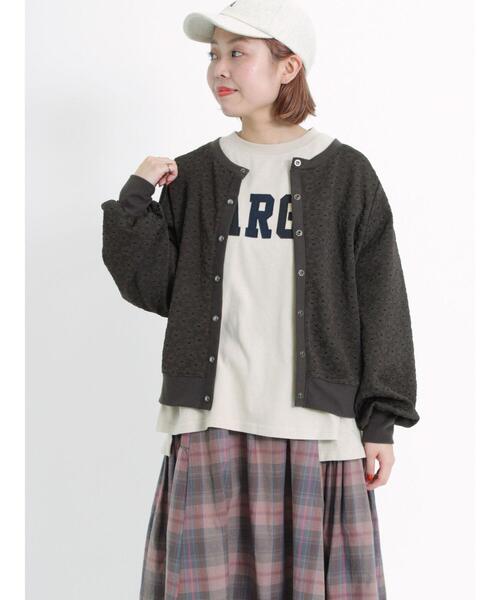 Samansa Mos2（サマンサ モスモス）の「前後着カットジャカードカーディガン（カーディガン/ボレロ・レディース・チャコールグレー/ベージュ/ミント・F）」の7枚目の写真