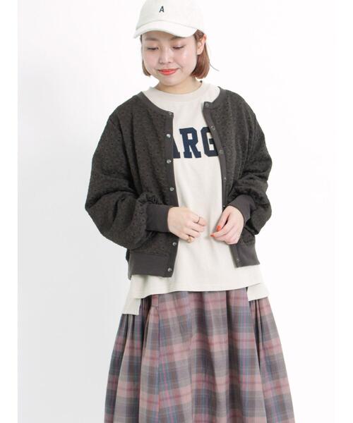 Samansa Mos2（サマンサ モスモス）の「前後着カットジャカードカーディガン（カーディガン/ボレロ・レディース・チャコールグレー/ベージュ/ミント・F）」の21枚目の写真