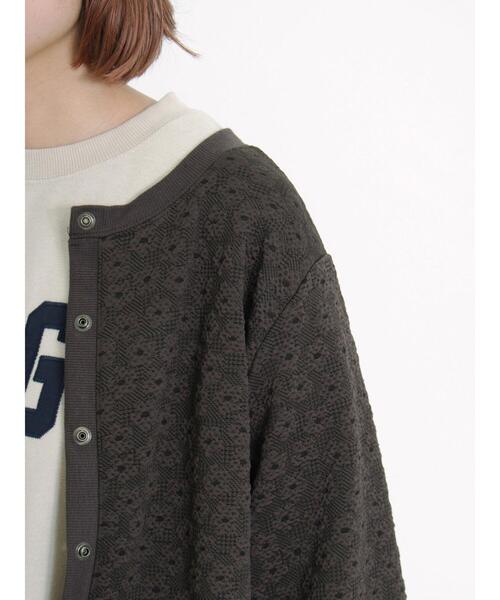 Samansa Mos2（サマンサ モスモス）の「前後着カットジャカードカーディガン（カーディガン/ボレロ・レディース・チャコールグレー/ベージュ/ミント・F）」の11枚目の写真