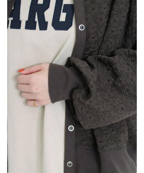 Samansa Mos2（サマンサ モスモス）の「前後着カットジャカードカーディガン（カーディガン/ボレロ・レディース・チャコールグレー/ベージュ/ミント・F）」の5枚目の写真