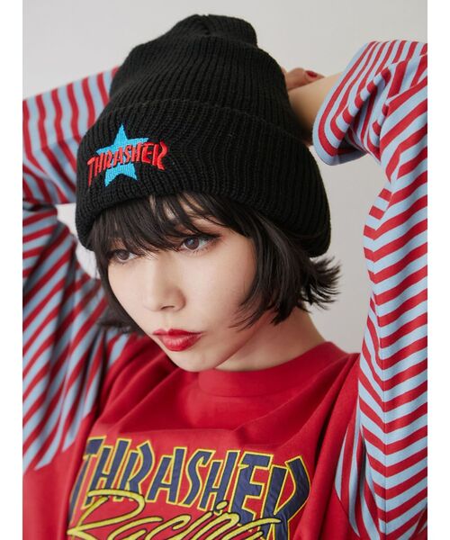 THRASHER（スラッシャー）の「【別注】THRASHER ニットワッチ（ニットキャップ/ビーニー・レディース・ブラック/ブルー・FREE）」の12枚目の写真
