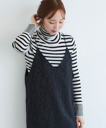 le.coeur blanc | ボーダーリブタートル(ニット/セーター)